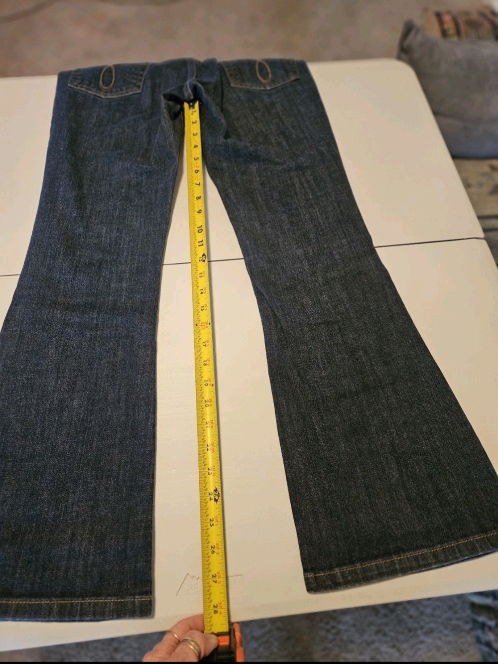 Calvin Klein Dark Indigo Flared Jeans Size 6 - Picture 5 of 8